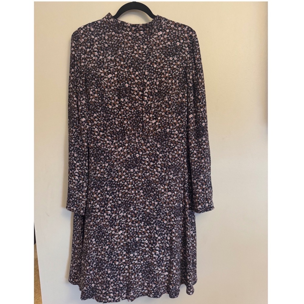 LOFT Womens Navy Blue Ditsy Floral Mock Neck Long Sleeve Dress Size 16